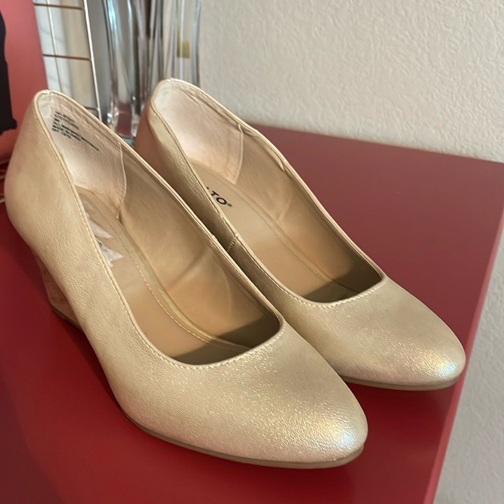 Rialto Champagne Low Wedge Pumps